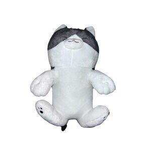 Nihon Auto Toy Grey White Tuxedo Cat Plush Kawaii Fat Kitty Stuffed Animal